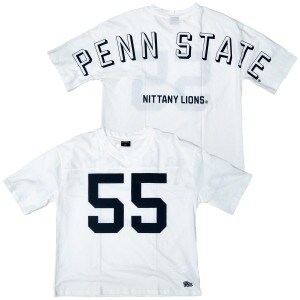 women's white short sleeve oversized football t-shirt Penn State #55